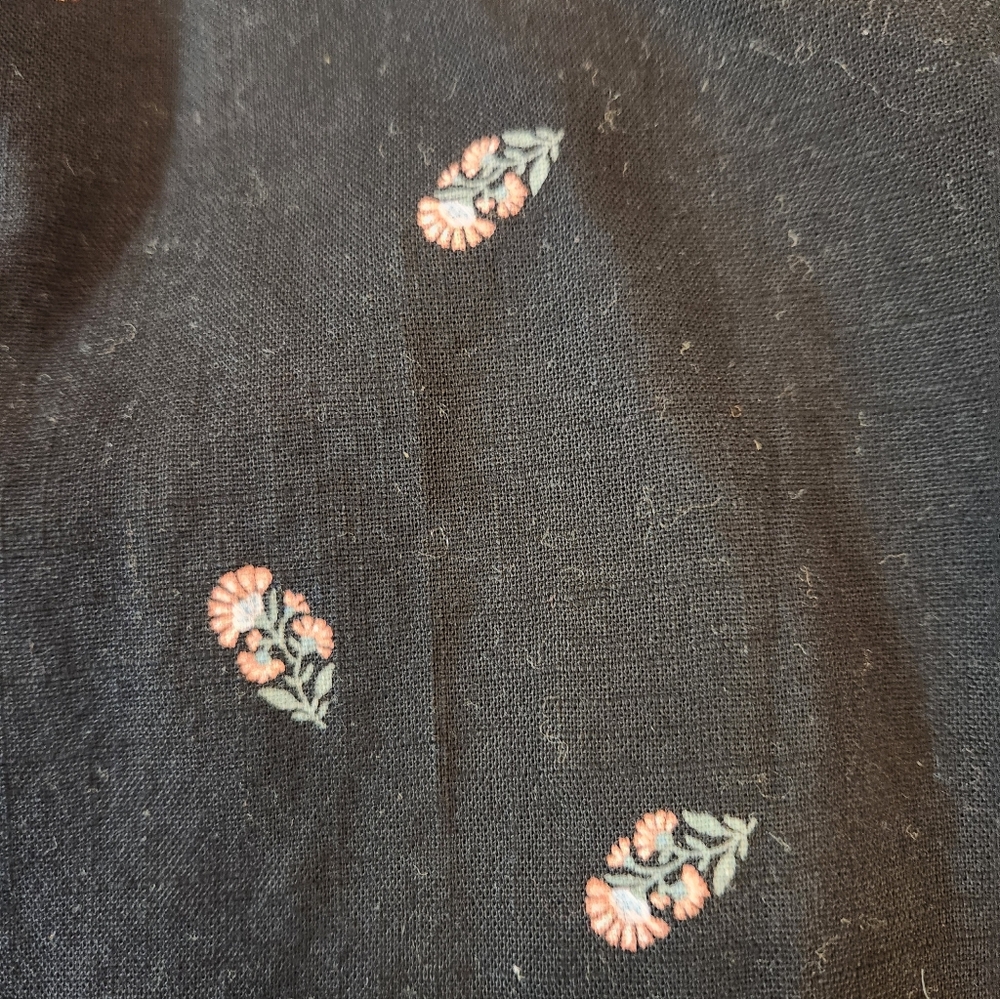 Old Navy Women Black Floral Print Peasant Tunic Top Size L Whimsygoth Boho Flowy - Picture 9 of 13